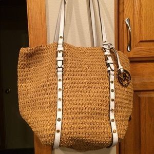 Michael Kors Studded straw bag!